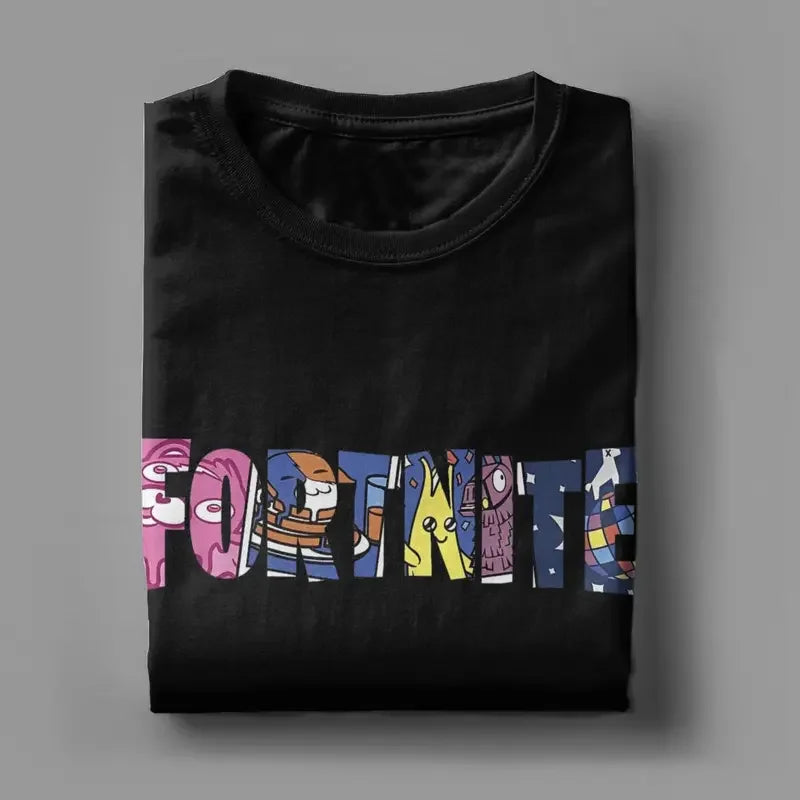 Fortnites Spring character fill T shirt men cotton vintage T-shirts crewneck funny gaming game tee shirt short sleeve tops