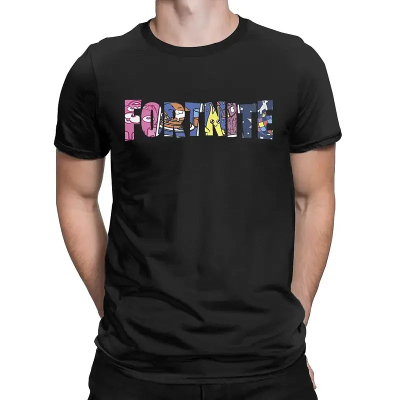 Fortnites Spring character fill T shirt men cotton vintage T-shirts crewneck funny gaming game tee shirt short sleeve tops